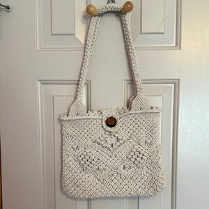 Cream Crochet Shoulder Bag